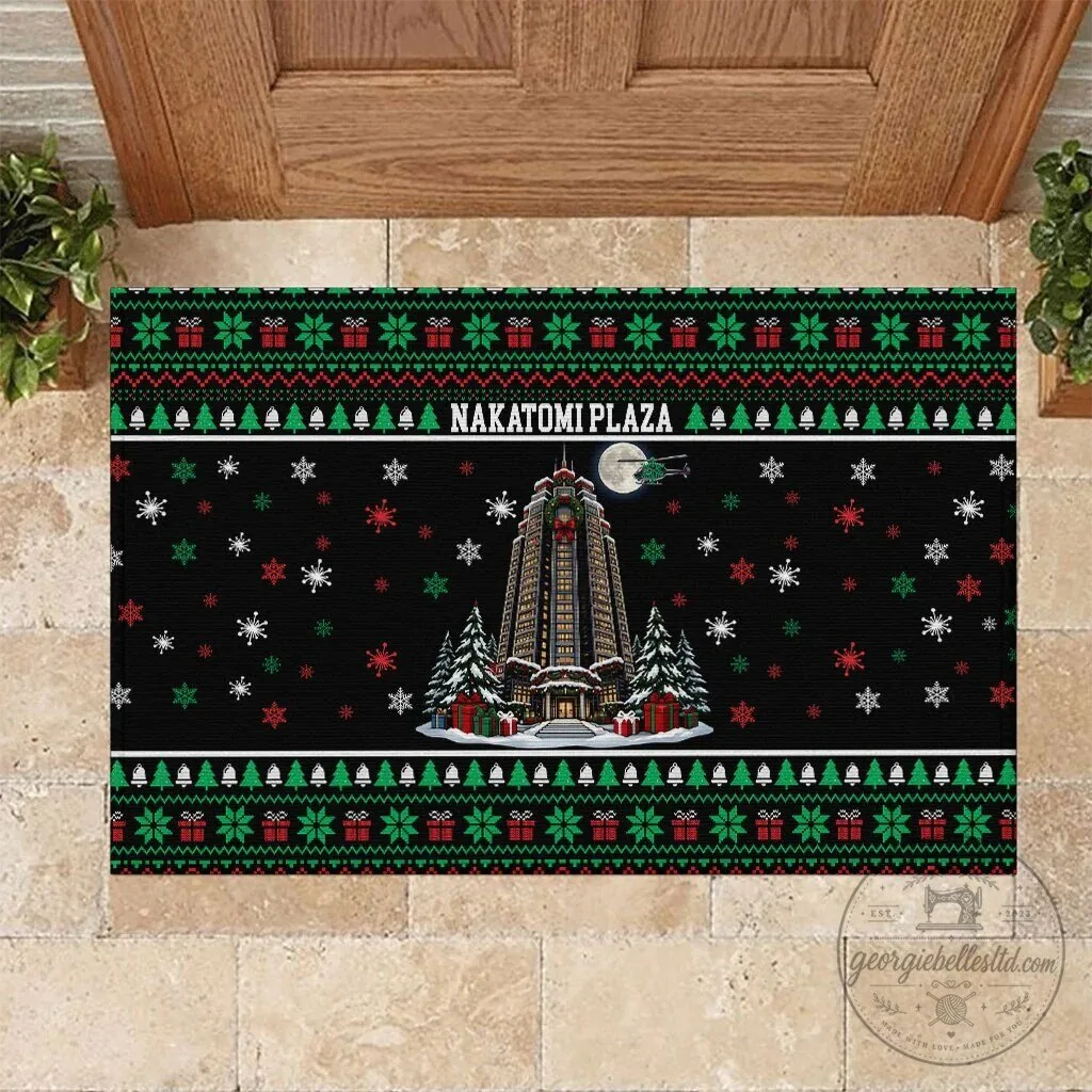 Nakatomi Plaza Christmas Party Ugly Sweater Style Holiday Doormat