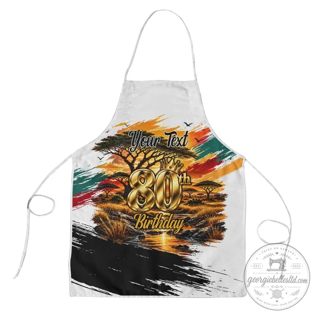 Personalized 80th Birthday African Safari Sunset Landscape Apron