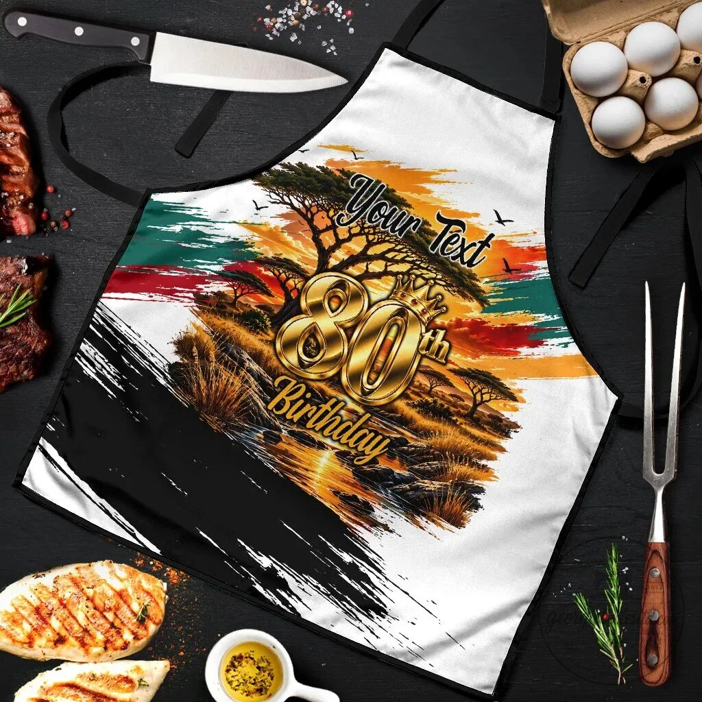 Personalized 80th Birthday African Safari Sunset Landscape Apron 6 Personalized 80th Birthday African Safari Sunset Landscape Apron