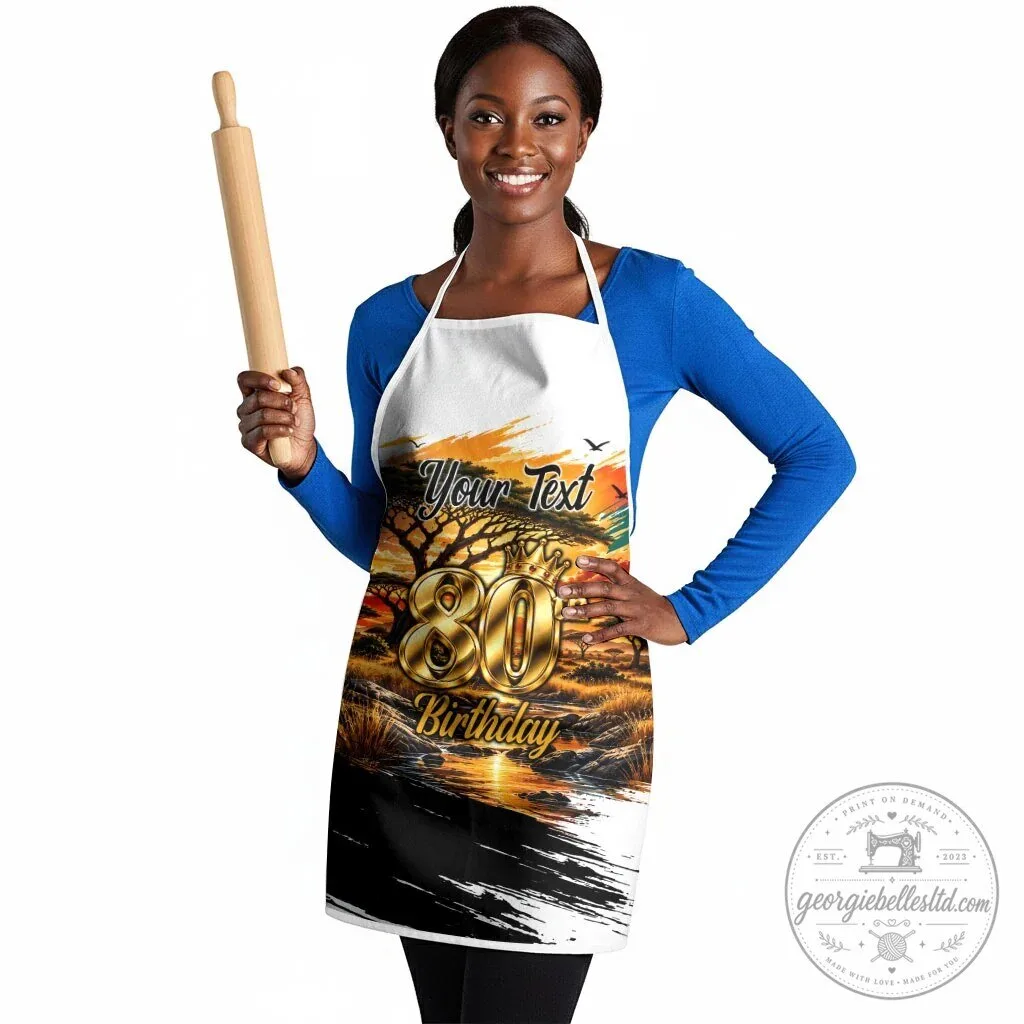 Personalized 80th Birthday African Safari Sunset Landscape Apron 7 Personalized 80th Birthday African Safari Sunset Landscape Apron