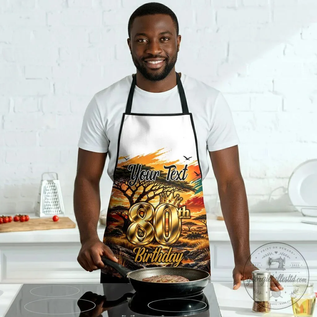 Personalized 80th Birthday African Safari Sunset Landscape Apron 8 Personalized 80th Birthday African Safari Sunset Landscape Apron
