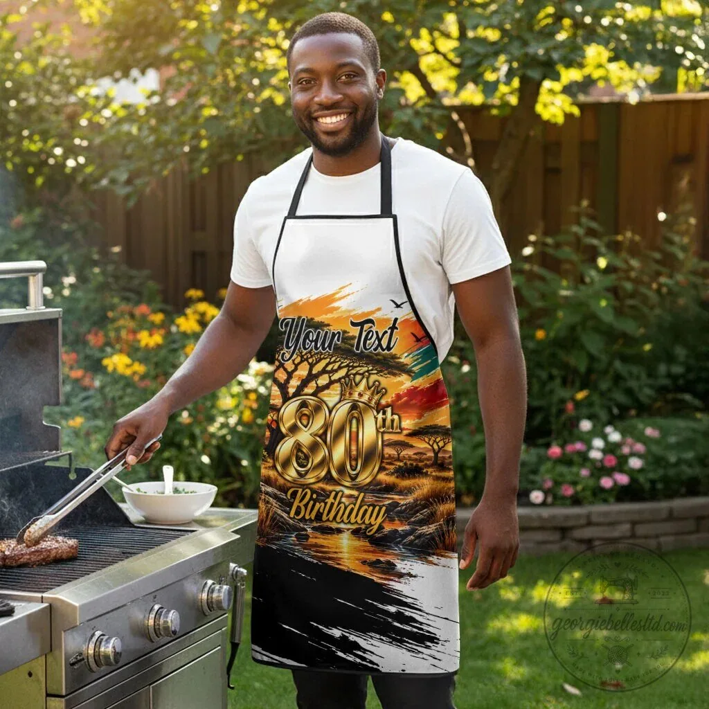 Personalized 80th Birthday African Safari Sunset Landscape Apron 9 Personalized 80th Birthday African Safari Sunset Landscape Apron