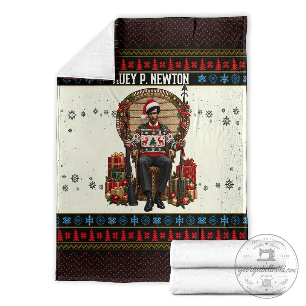 Huey P. Newton Black Panther Christmas Holiday Ugly Sweater Blanket 5 Huey P. Newton Black Panther Christmas Holiday Ugly Sweater Blanket
