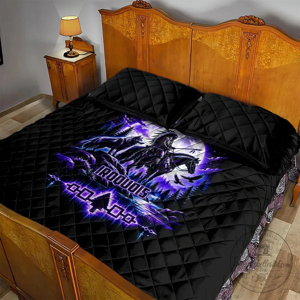 Iroquois Native American Warrior Wolf Moon Quilted Bedding Set 8 Iroquois Native American Warrior Wolf Moon Quilted Bedding Set