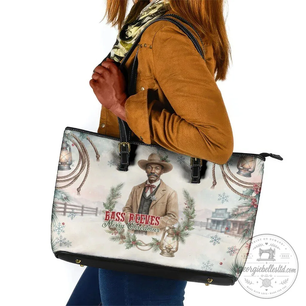 Bass Reeves Merry Christmas Winter Holiday Western Lawman Tote Bag