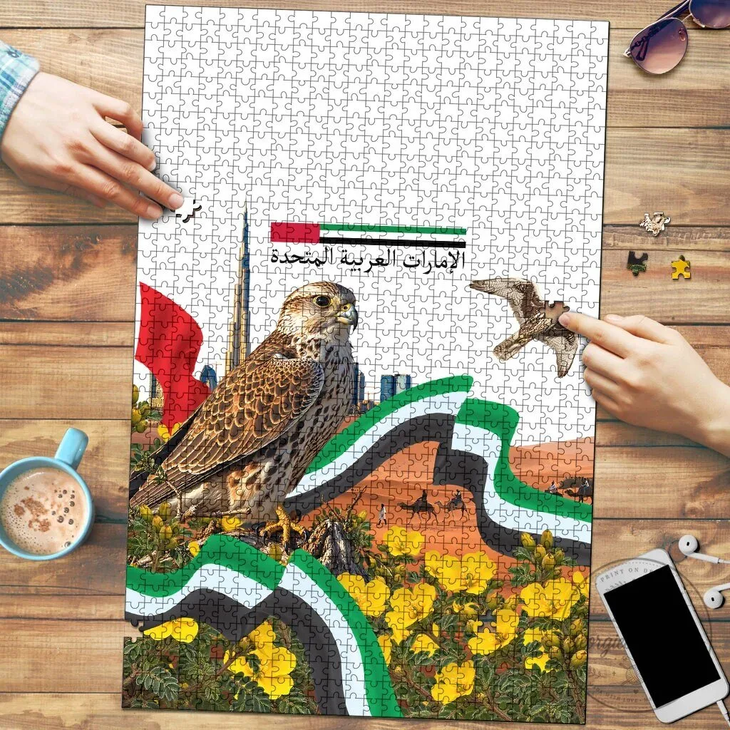 United Arab Emirates National Day Falcon and Burj Khalifa Jigsaw Puzzle
