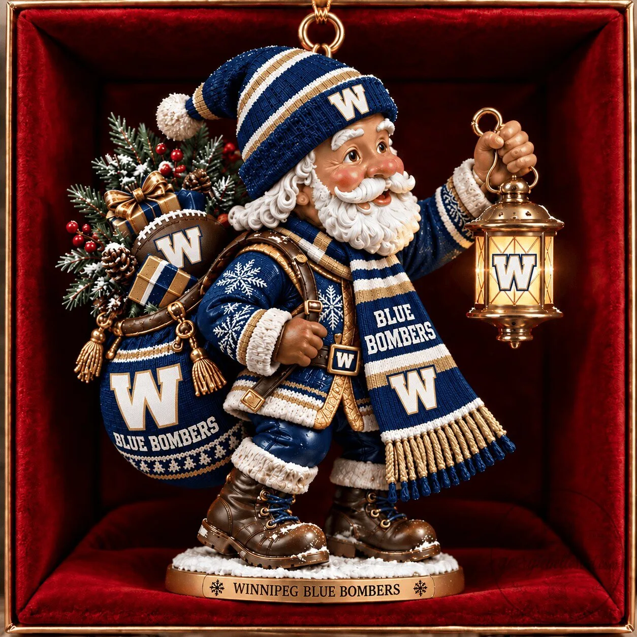 Winnipeg Blue Bombers Santa Claus Christmas Holiday Ornament