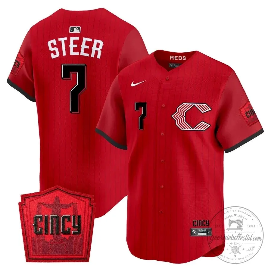 Cincinnati Reds Graham Ashcraft City Connect Red Baseball Jersey 17 Cincinnati Reds Graham Ashcraft City Connect Red Baseball Jersey