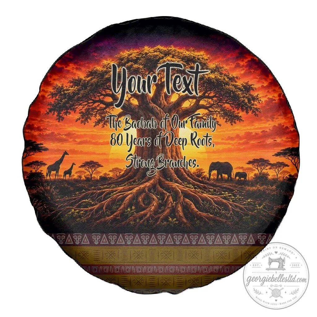 Personalized 80th Birthday Baobab Tree African Sunset Savanna Silhouette Spare Tire Cover 6 Personalized 80th Birthday Baobab Tree African Sunset Savanna Silhouette Spare Tire Cover