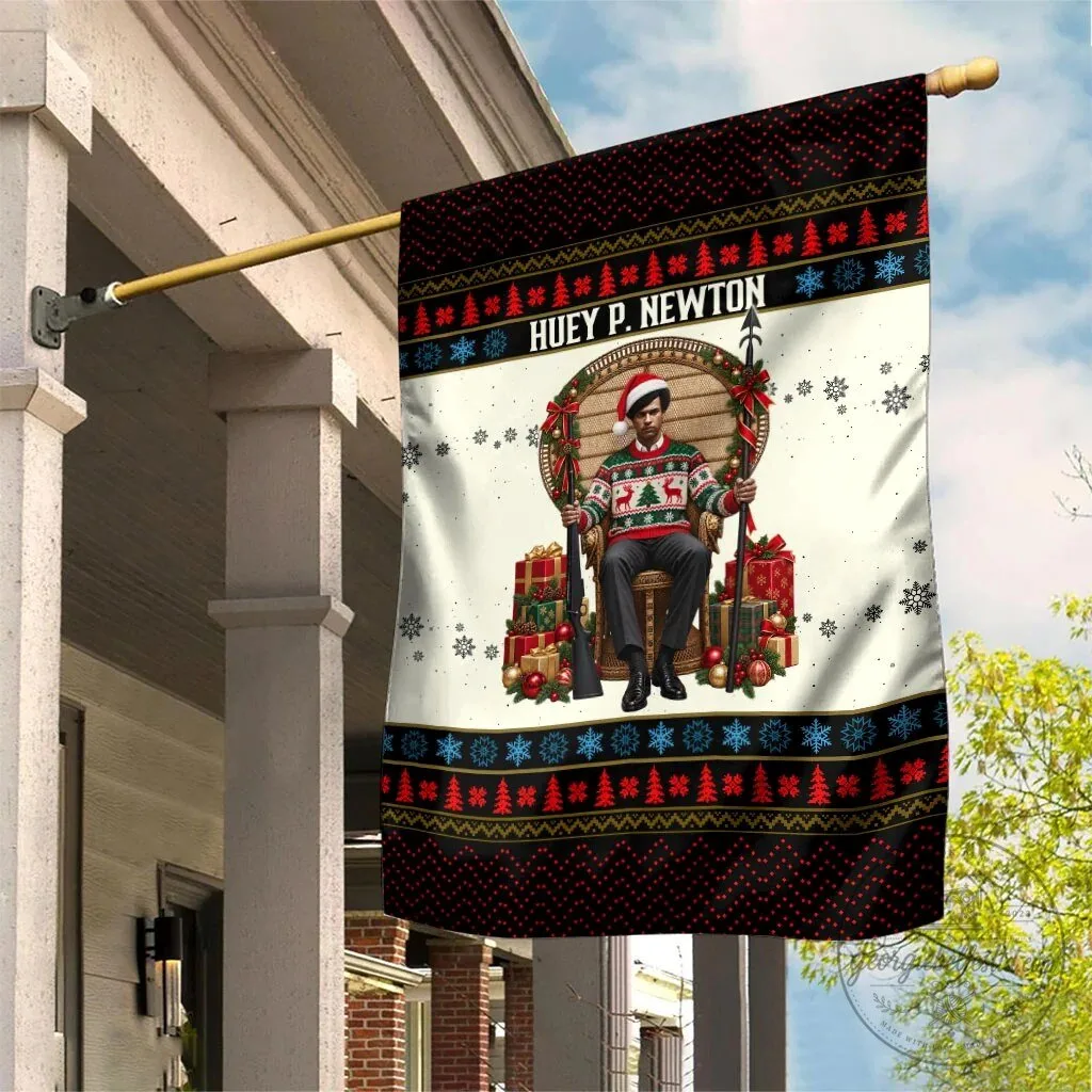 Huey P. Newton Black Panther Christmas Holiday Garden Flag