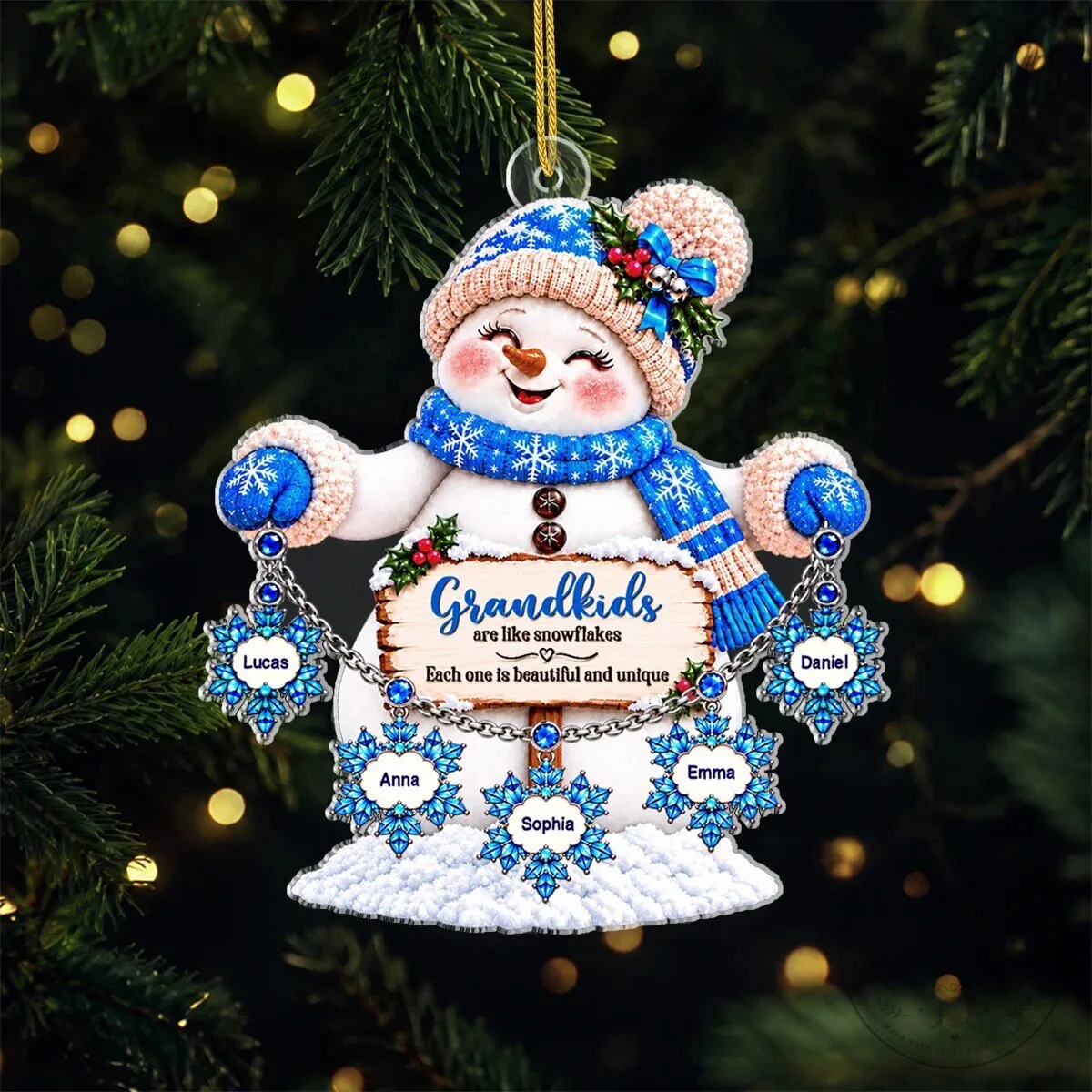 Personalized Grandkids Are Like Snowflakes Snowman Christmas Ornament