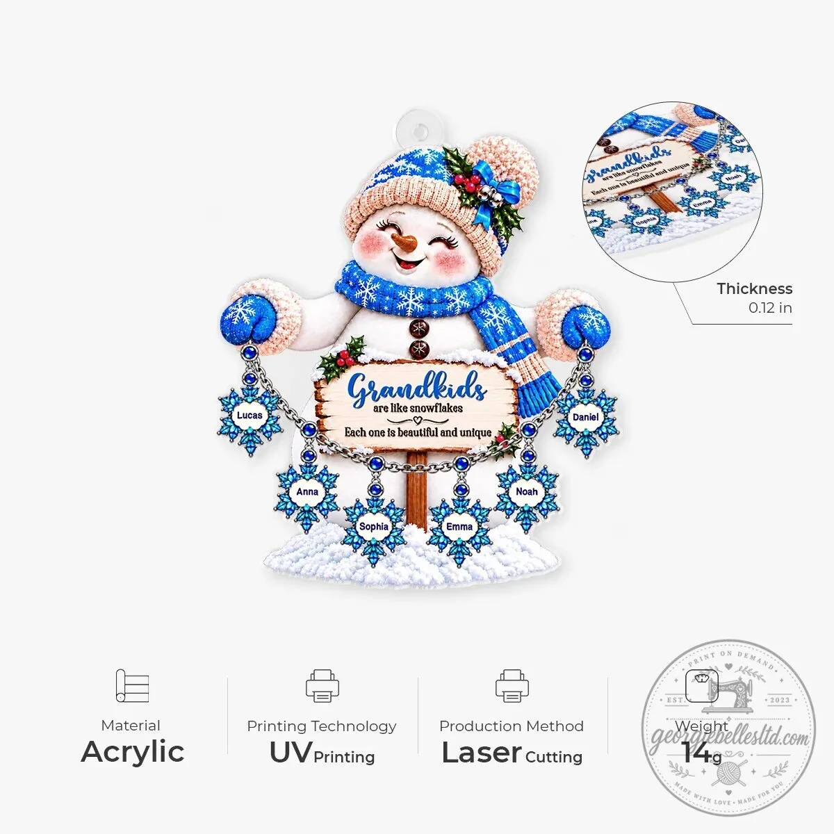 Personalized Grandkids Are Like Snowflakes Snowman Christmas Ornament 8 Personalized Grandkids Are Like Snowflakes Snowman Christmas Ornament