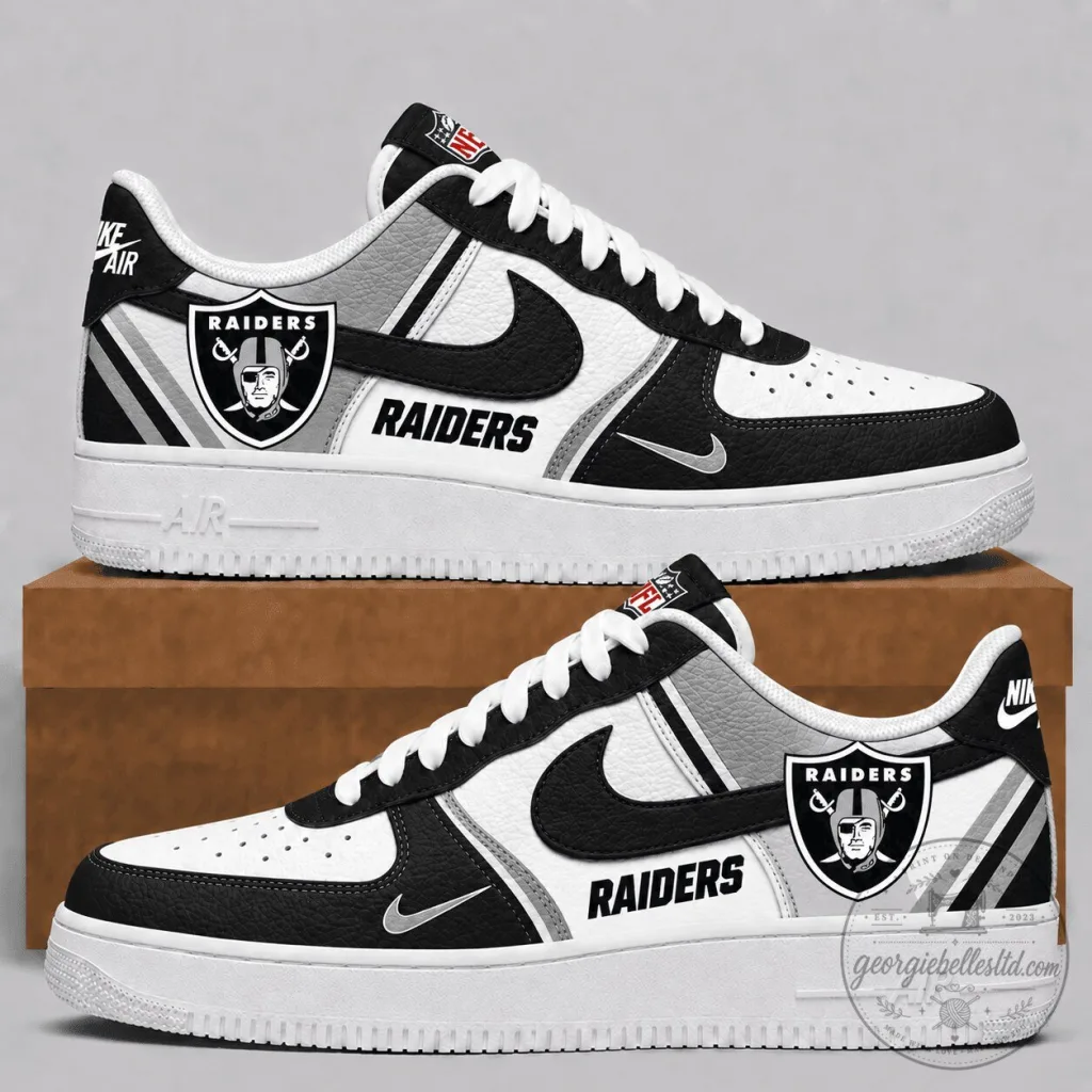 Las Vegas Raiders NFL Team Logo Black and White Custom Sneakers
