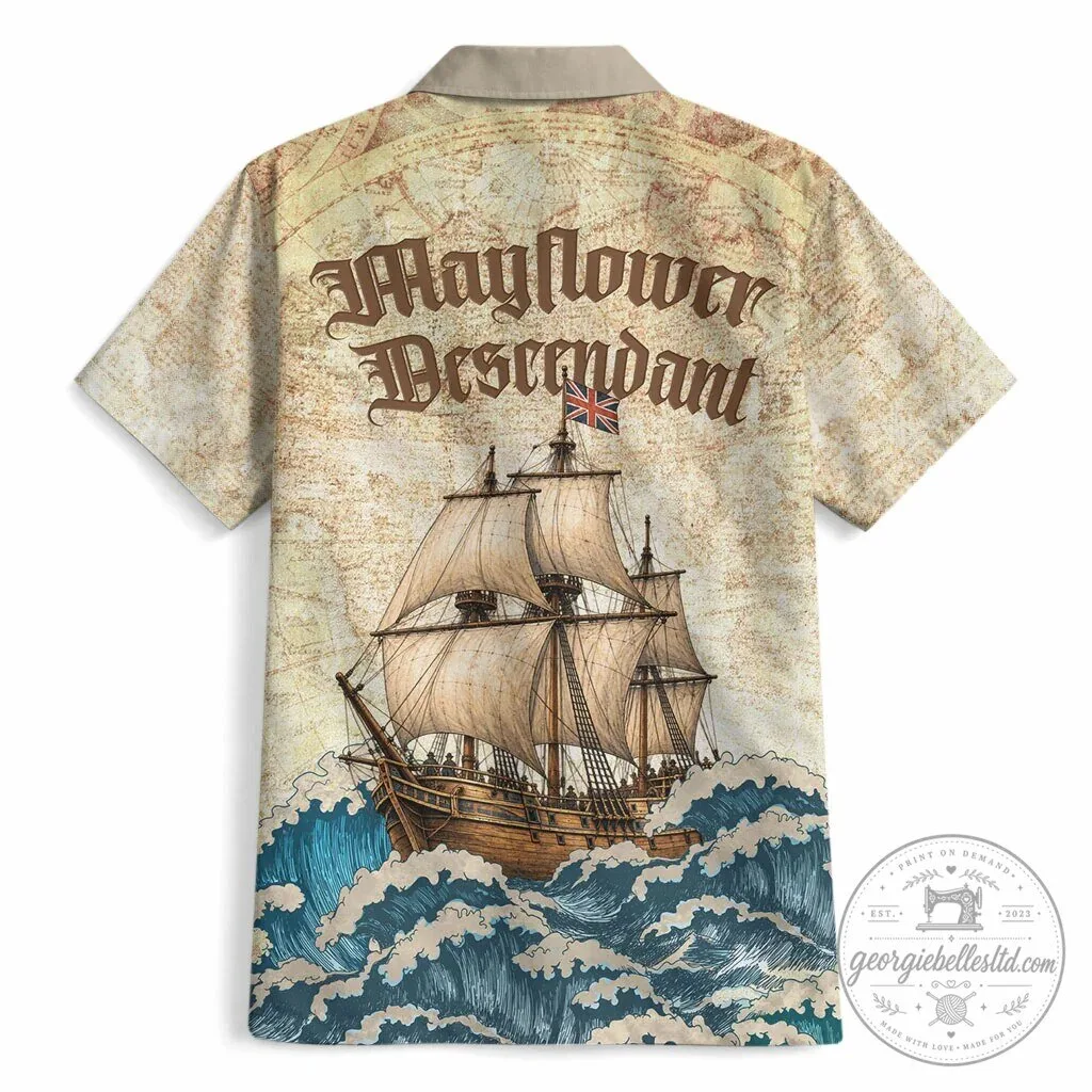 Vintage Mayflower Descendant Ship Nautical Map Ocean Waves Hawaiian Shirt 6 Vintage Mayflower Descendant Ship Nautical Map Ocean Waves Hawaiian Shirt