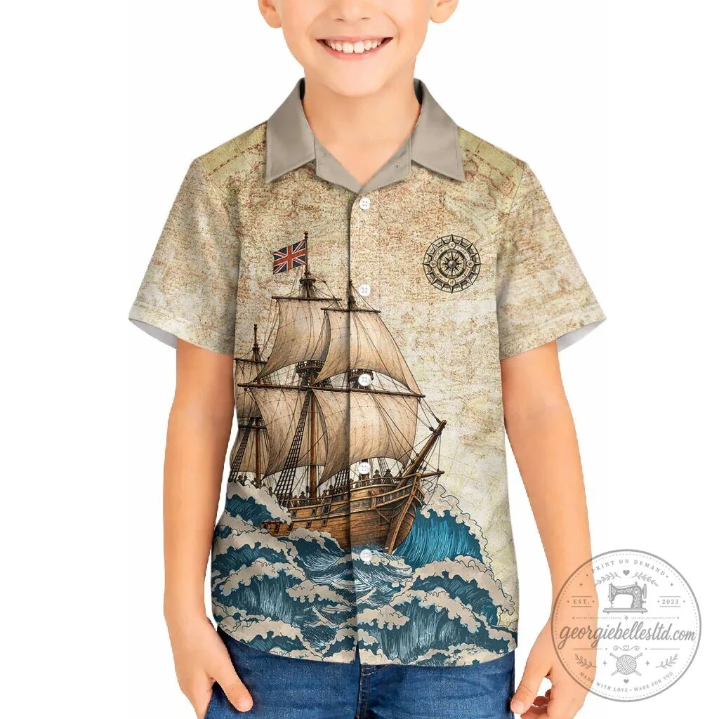 Vintage Mayflower Descendant Ship Nautical Map Ocean Waves Hawaiian Shirt 8 Vintage Mayflower Descendant Ship Nautical Map Ocean Waves Hawaiian Shirt