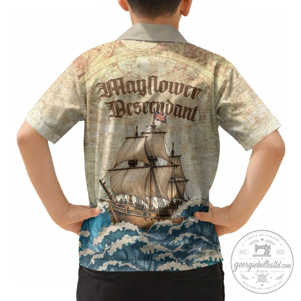 Vintage Mayflower Descendant Ship Nautical Map Ocean Waves Hawaiian Shirt 9 Vintage Mayflower Descendant Ship Nautical Map Ocean Waves Hawaiian Shirt