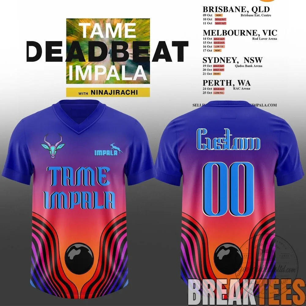 Tame Impala Deadbeat Impala Concert Tour Fan Football Jersey