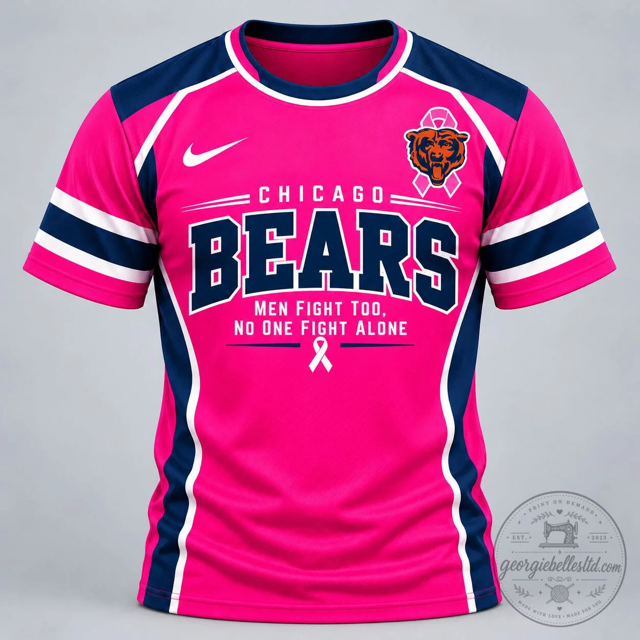 Chicago Bears Breast Cancer Awareness Football Jersey Men Fight Too