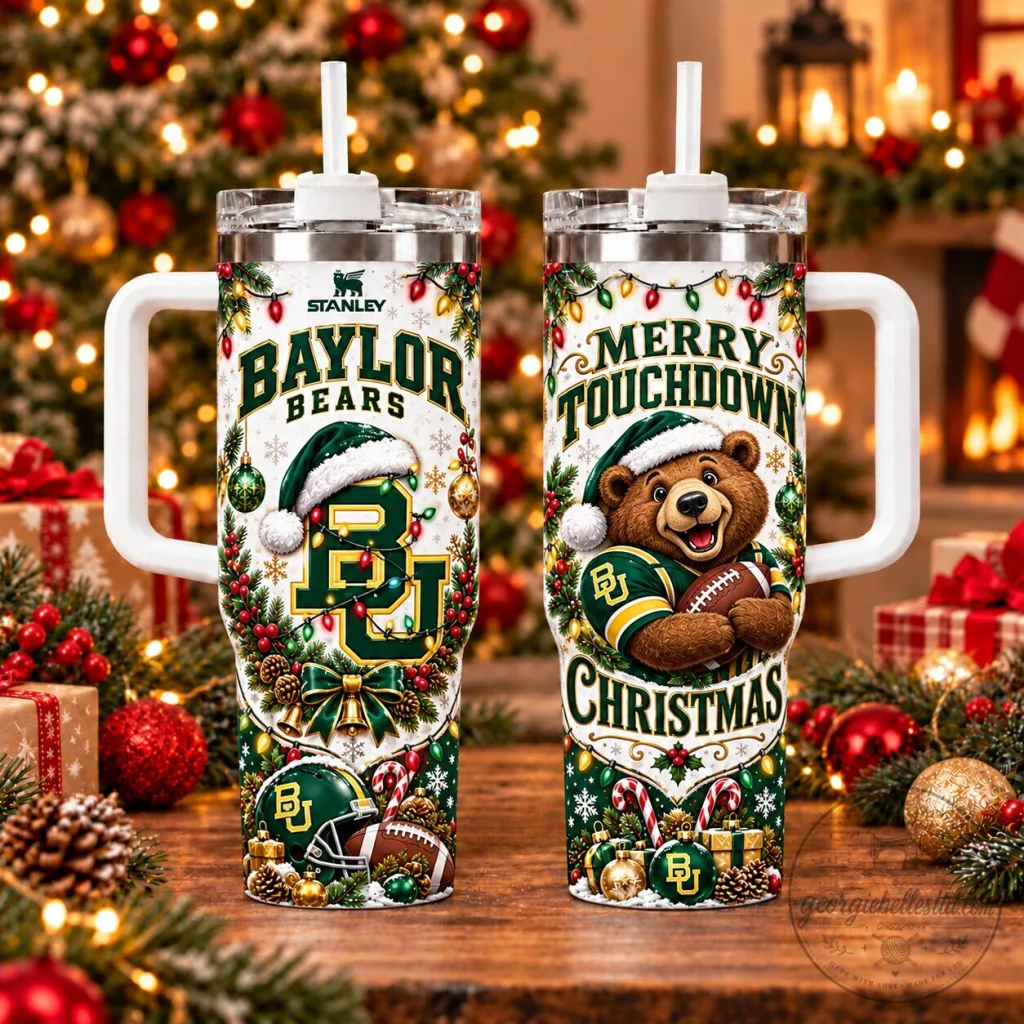 Baylor Bears Christmas Merry Touchdown Holiday 40oz Tumbler with Handle Baylor Bears Christmas Merry Touchdown Holiday 40oz Tumbler with Handle