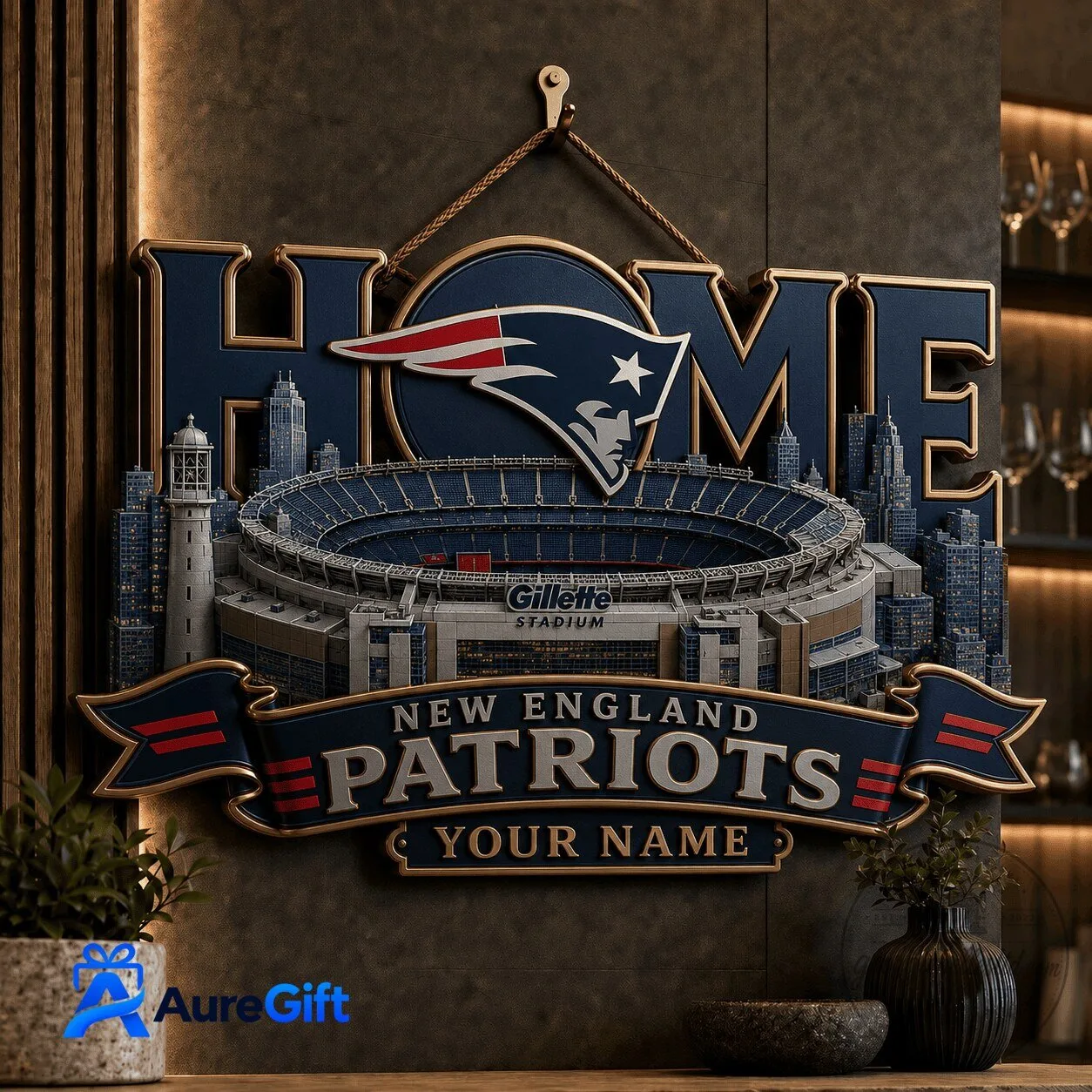New England Patriots Gillette Stadium Home Wall Art Plaque