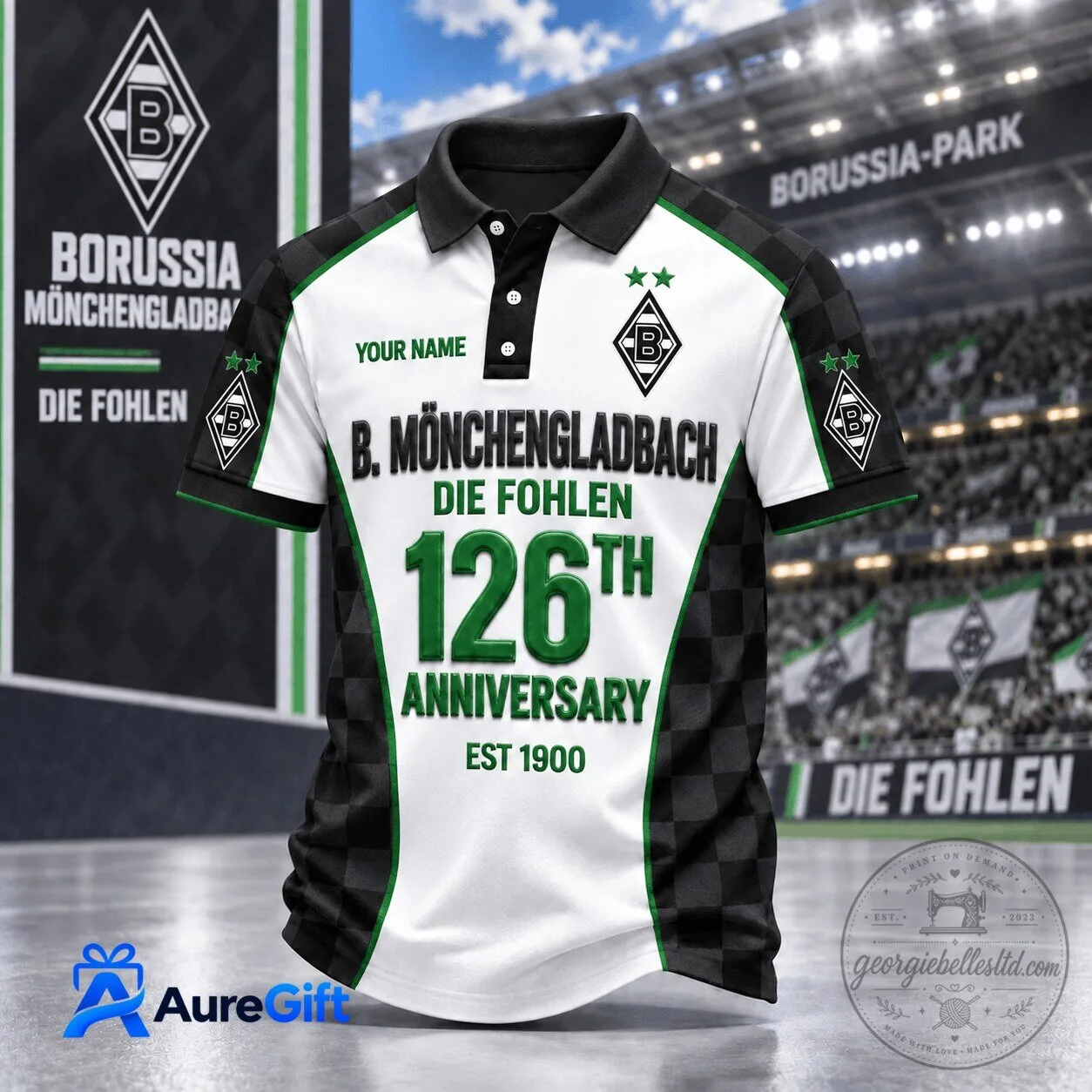 Borussia Monchengladbach Die Fohlen 126th Anniversary Polo Shirt 1 Borussia Monchengladbach Die Fohlen 126th Anniversary Polo Shirt