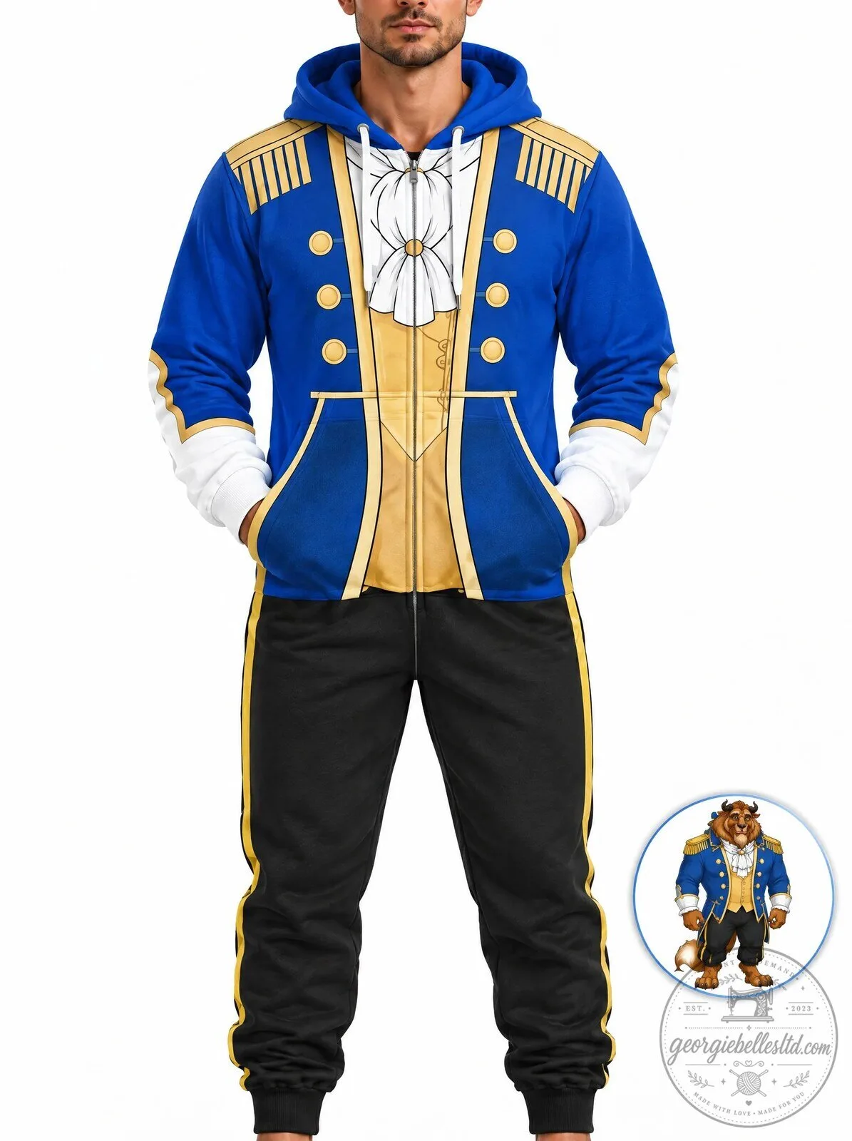 Disney Beauty and the Beast Prince Adam Royal Blue Costume Hoodie
