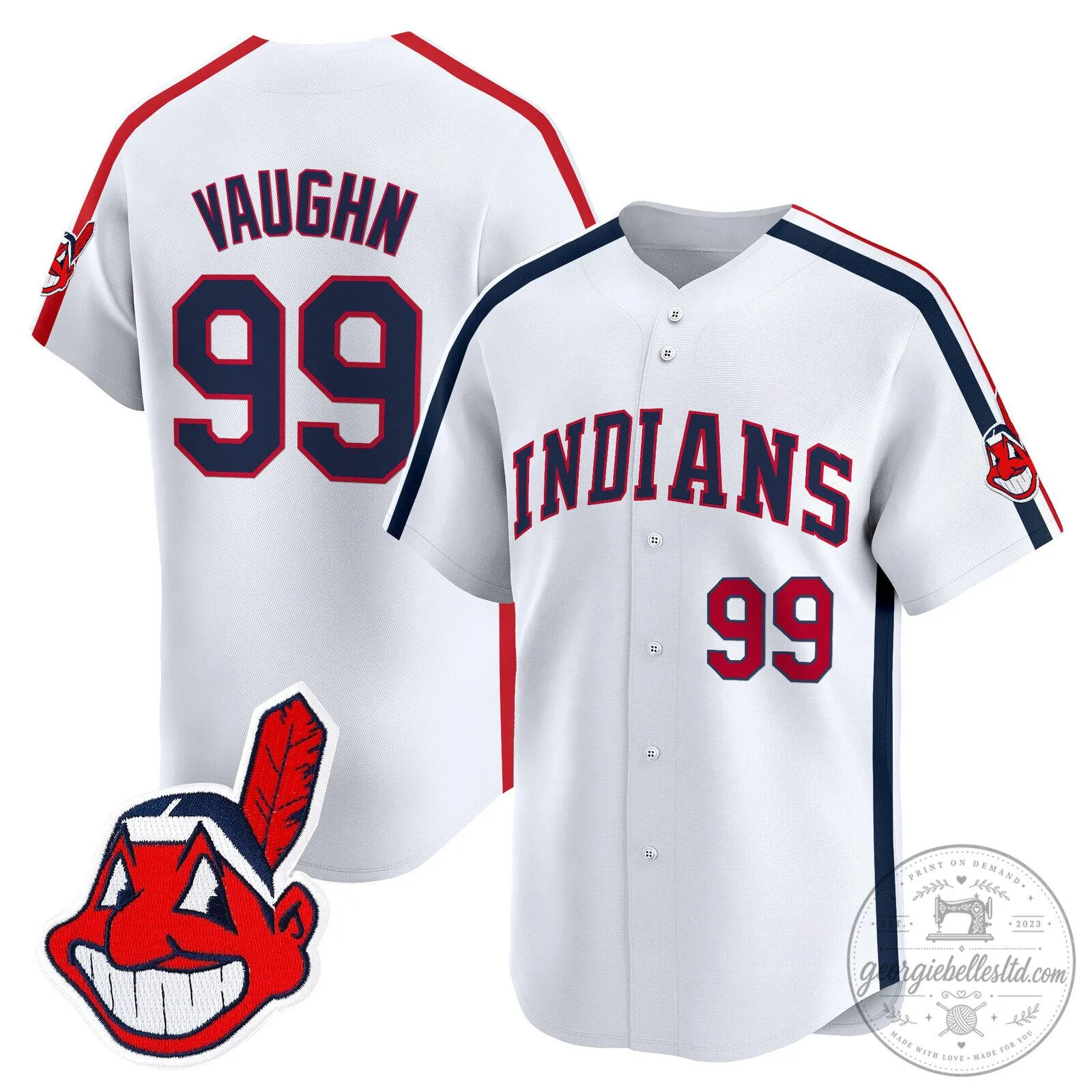 Cleveland Indians Ricky Vaughn 99 White Baseball Jersey
