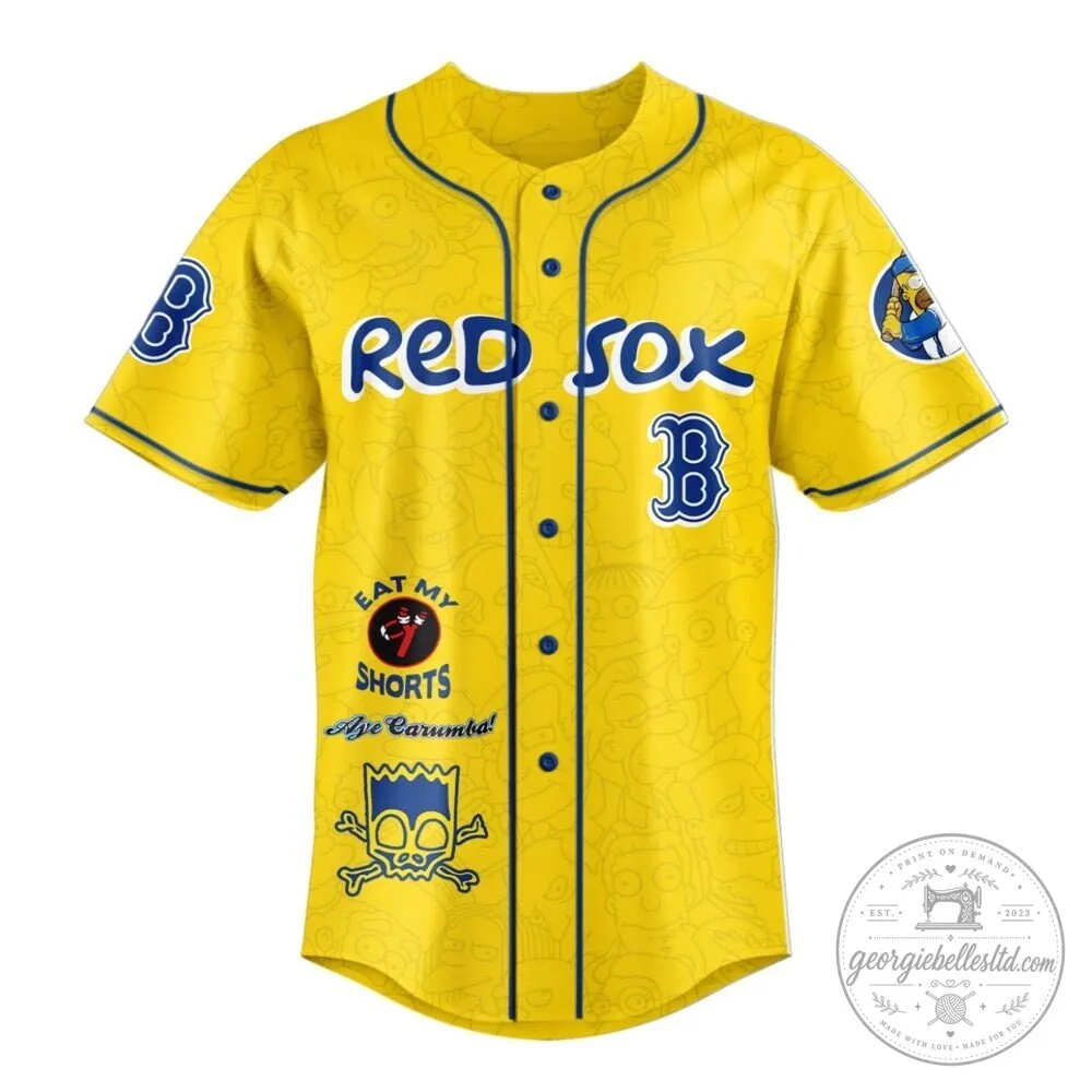 Boston Red Sox The Simpsons Homer Simpson Baseball Jersey 4 Boston Red Sox The Simpsons Homer Simpson Baseball Jersey