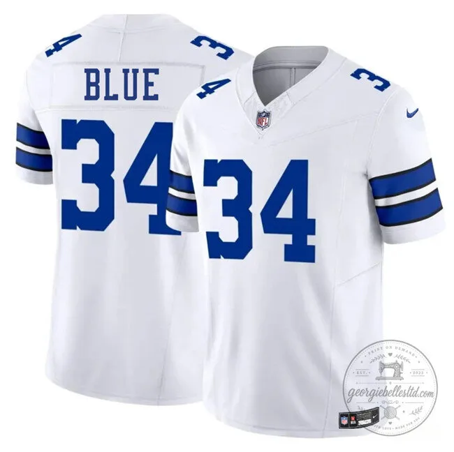 Dallas Cowboys Football Jaydon Blue White Number 34 Jersey
