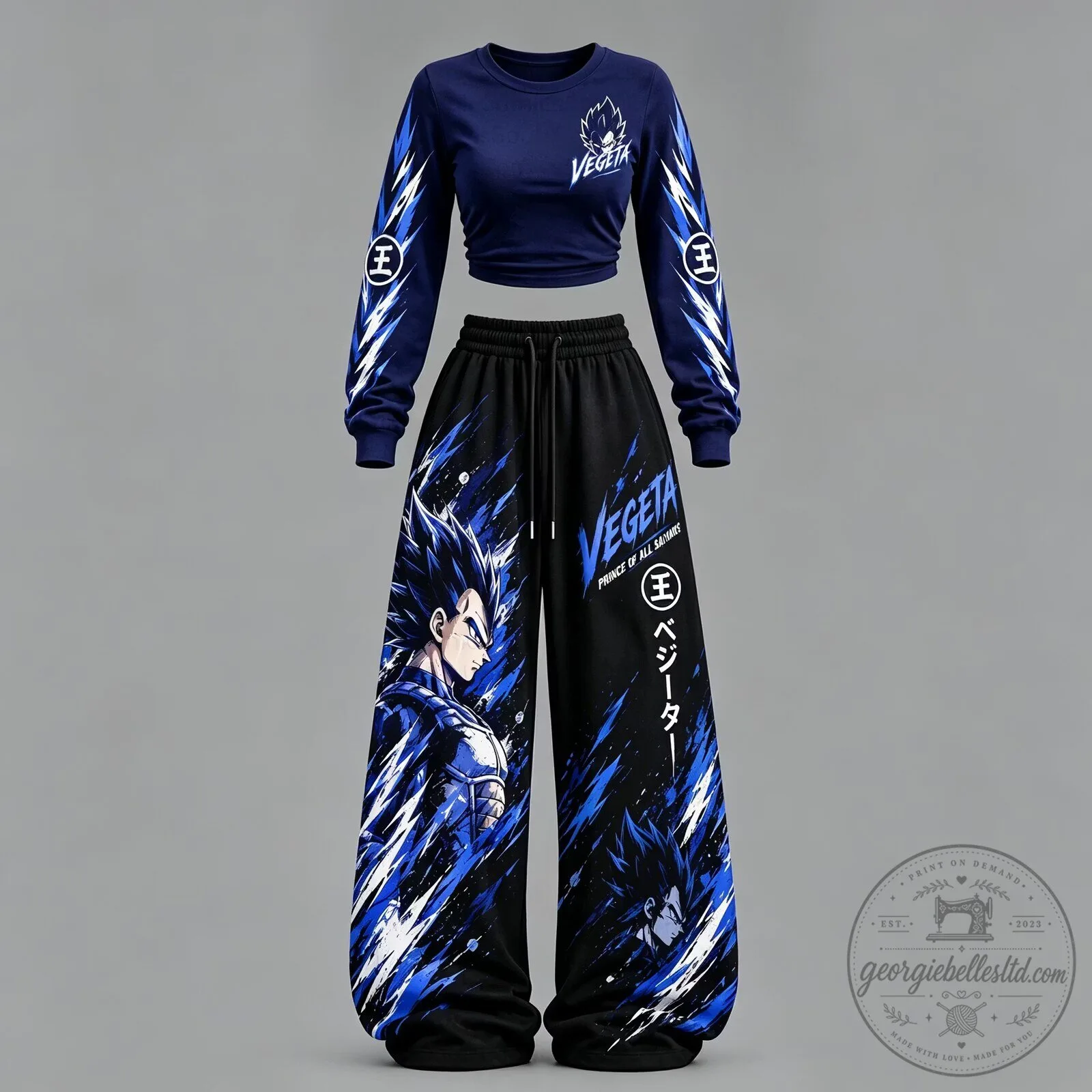 Dragon Ball Z Vegeta Prince of Saiyans Long-Sleeve Crop Top and Pants Set