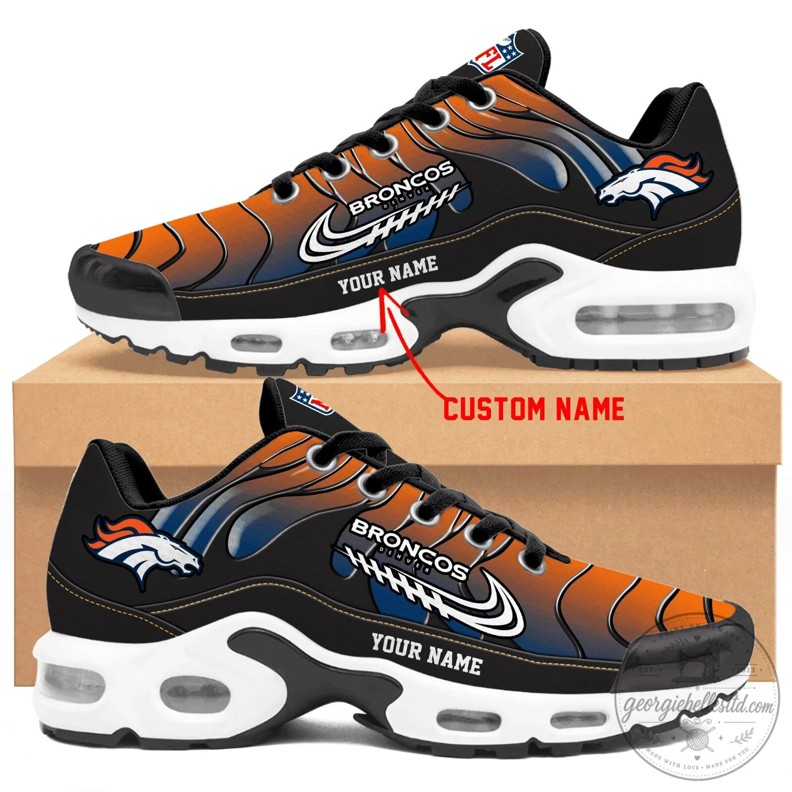 Denver Broncos Personalized Air Max Shoes Custom Name Football Fan Gift 1 Denver Broncos Personalized Air Max Shoes Custom Name Football Fan Gift