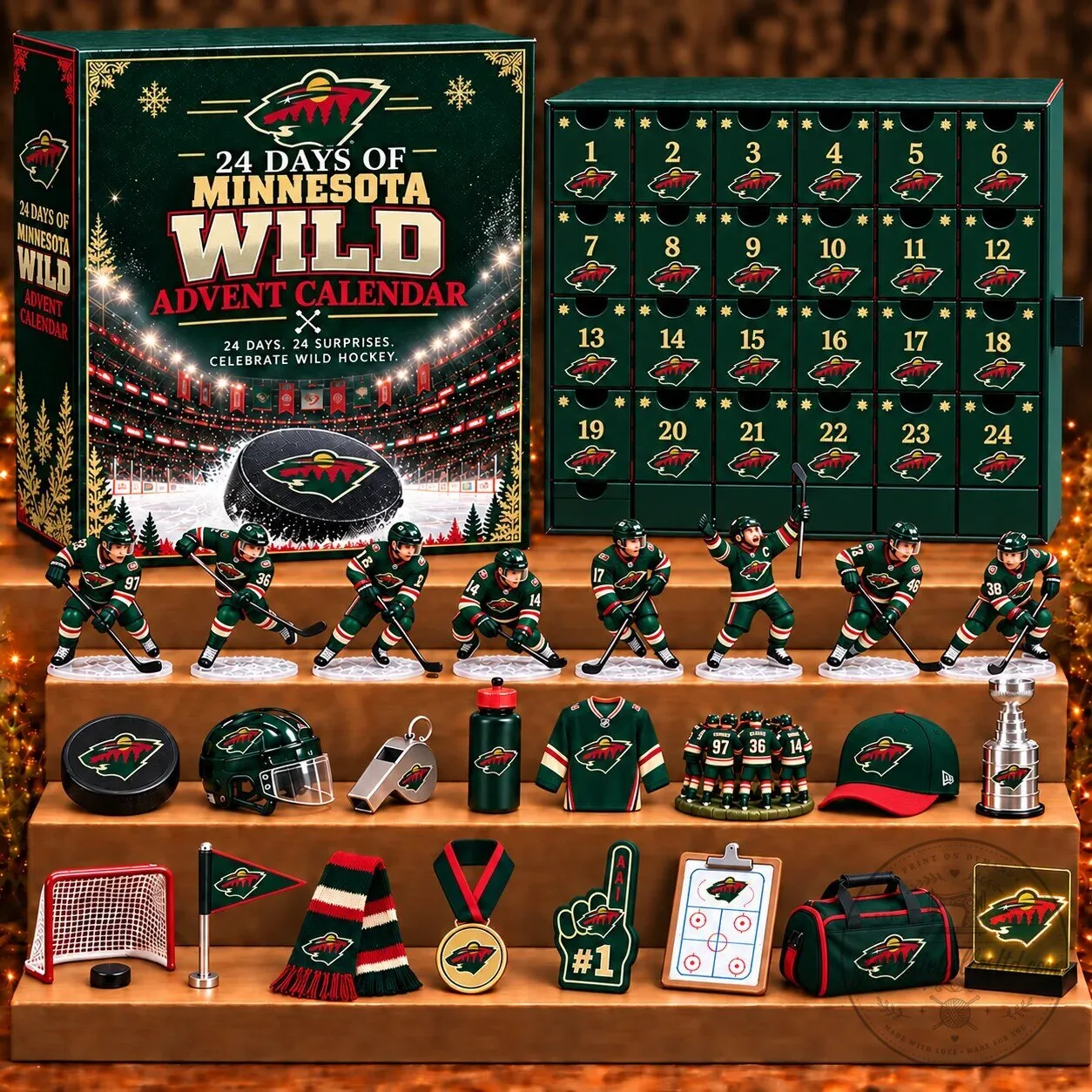 Minnesota Wild NHL Hockey Ice Advent Calendar Blind Box with 24 Surprises