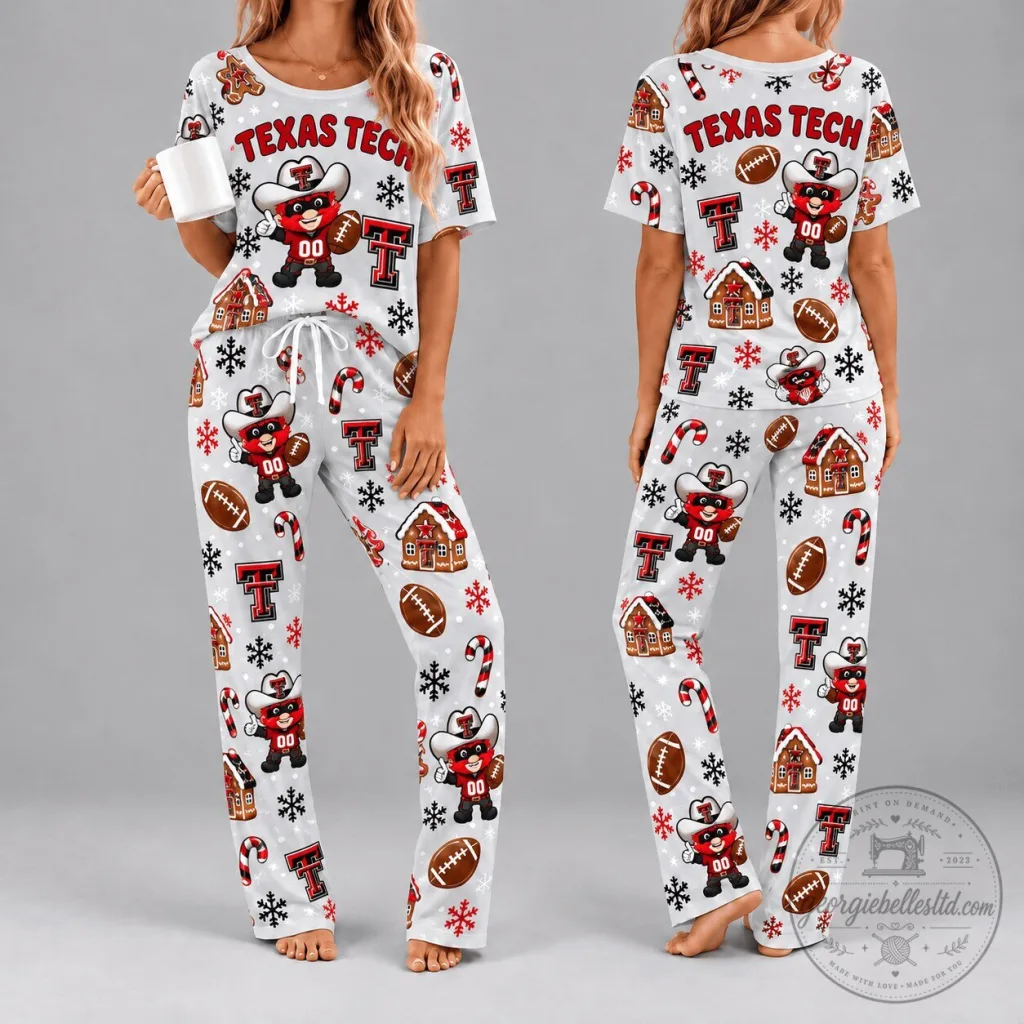 Texas Tech Red Raiders Christmas Gingerbread Holiday Pajamas Set Texas Tech Red Raiders Christmas Gingerbread Holiday Pajamas Set