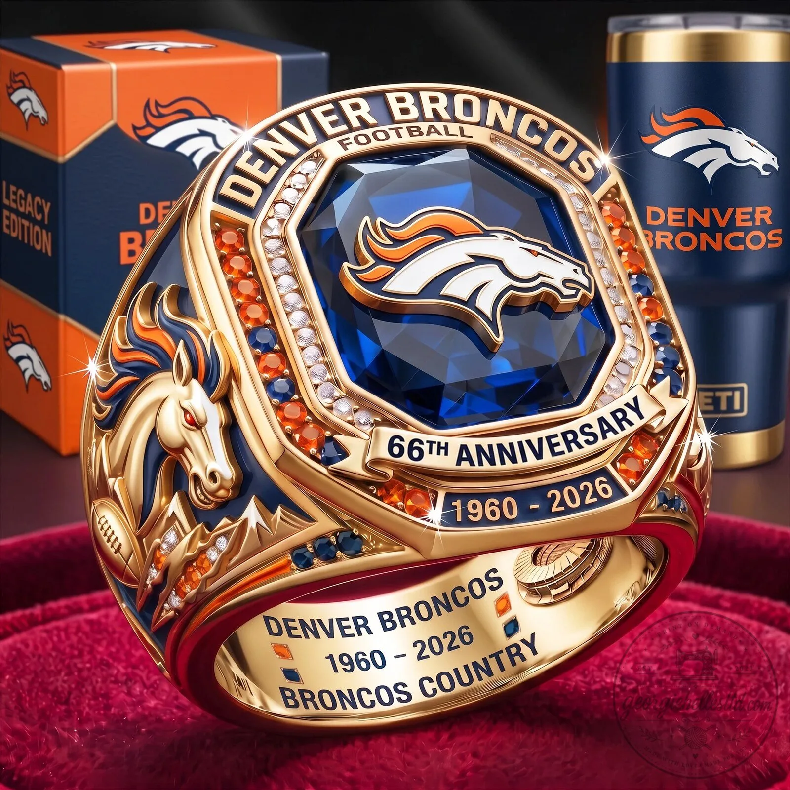 Denver Broncos Football 66th Anniversary 1960-2026 Commemorative Championship Ring