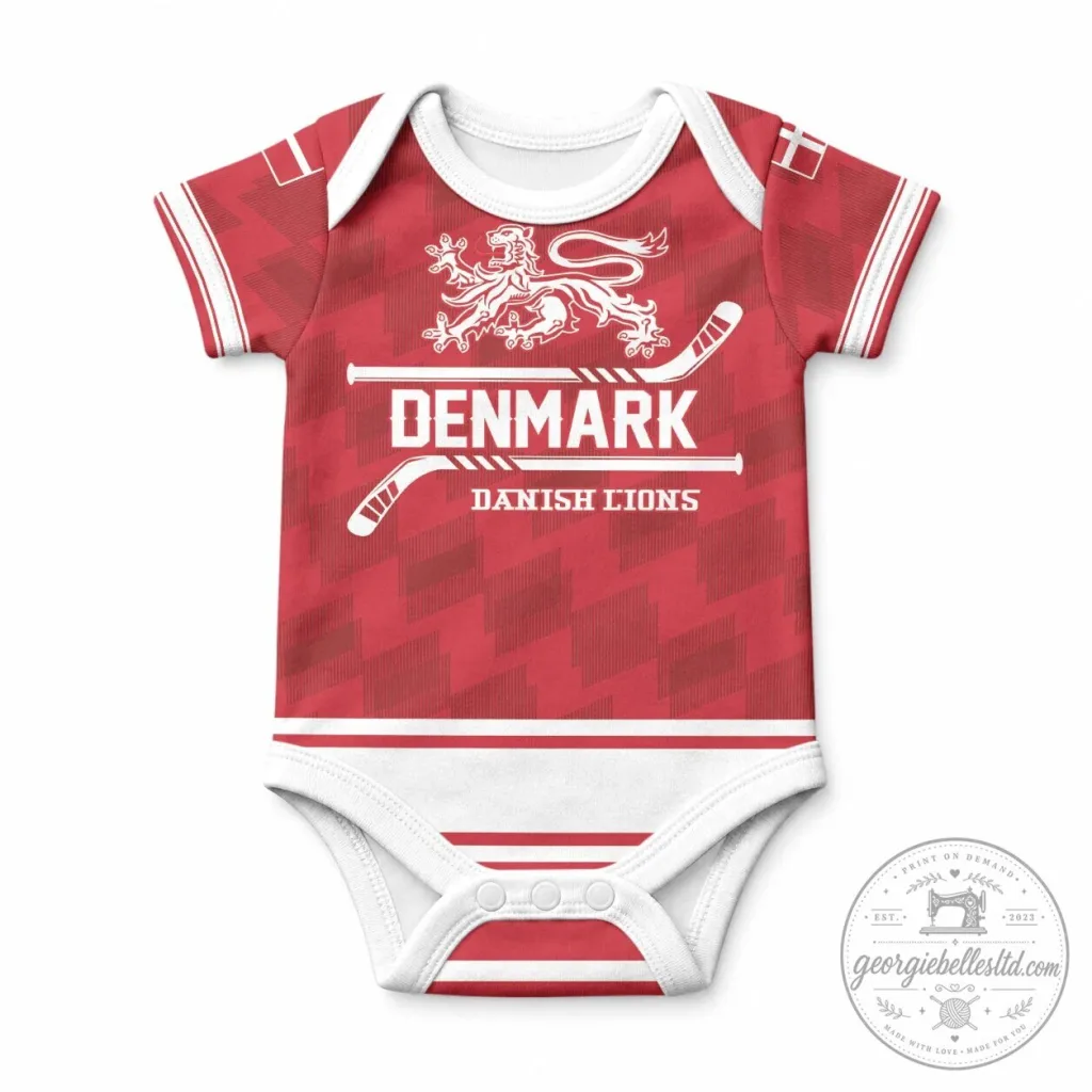 Denmark Danish Lions Hockey Baby Bodysuit Denmark Danish Lions Hockey Baby Bodysuit