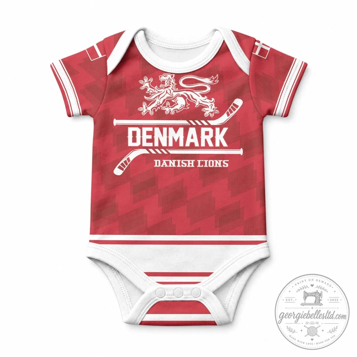 Denmark Danish Lions Hockey Baby Bodysuit