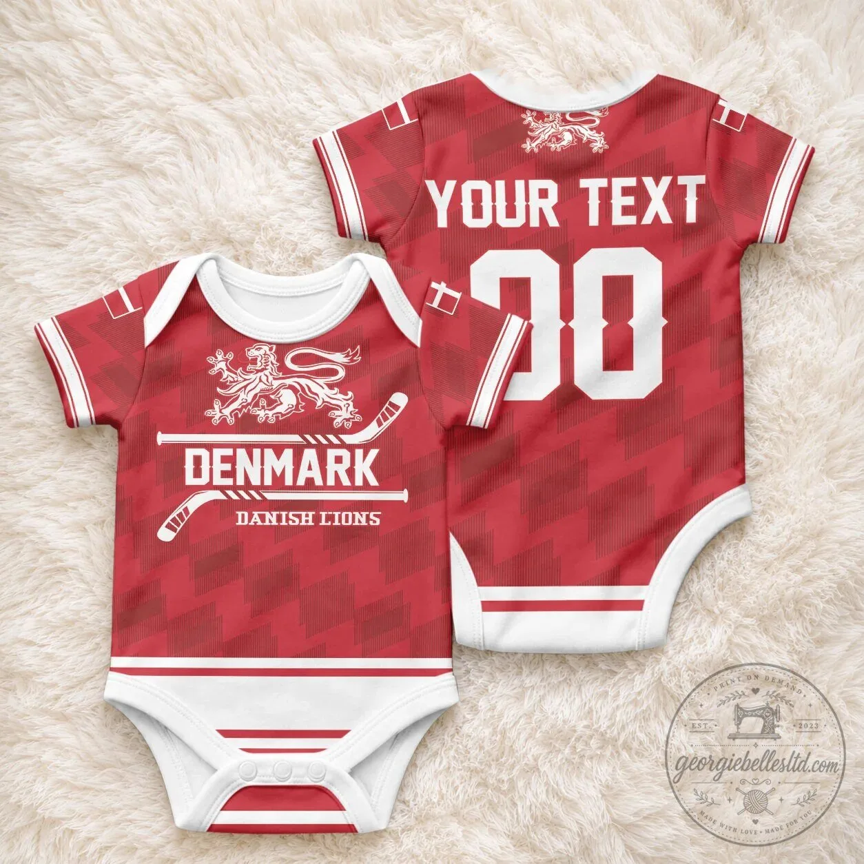 Denmark Danish Lions Hockey Baby Bodysuit 4 Denmark Danish Lions Hockey Baby Bodysuit