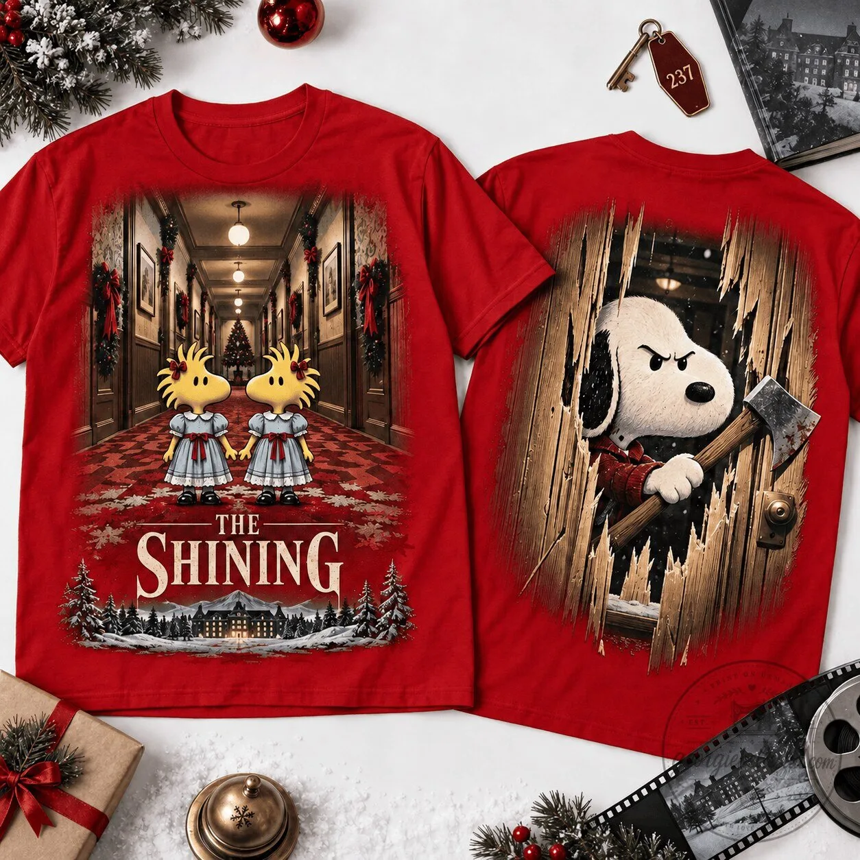 Snoopy The Shining Overlook Hotel Christmas Horror Movie Fan T-Shirt 1 Snoopy The Shining Overlook Hotel Christmas Horror Movie Fan T-Shirt