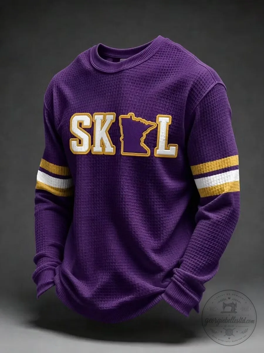 Minnesota Vikings Skol Football Team Purple Waffle Knit Long-Sleeve Shirt 1 Minnesota Vikings Skol Football Team Purple Waffle Knit Long-Sleeve Shirt