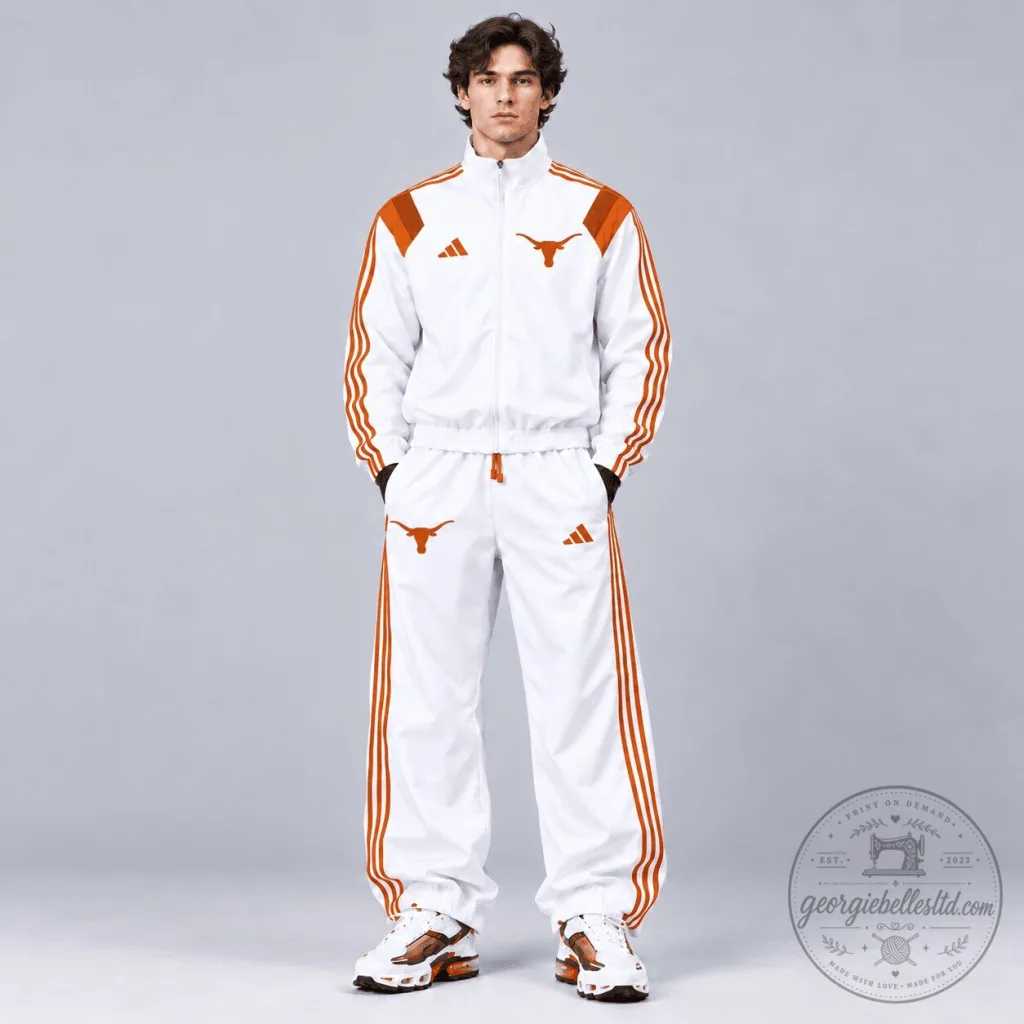 Texas Longhorns Collegiate White and Orange Track Jacket Texas Longhorns Collegiate White and Orange Track Jacket