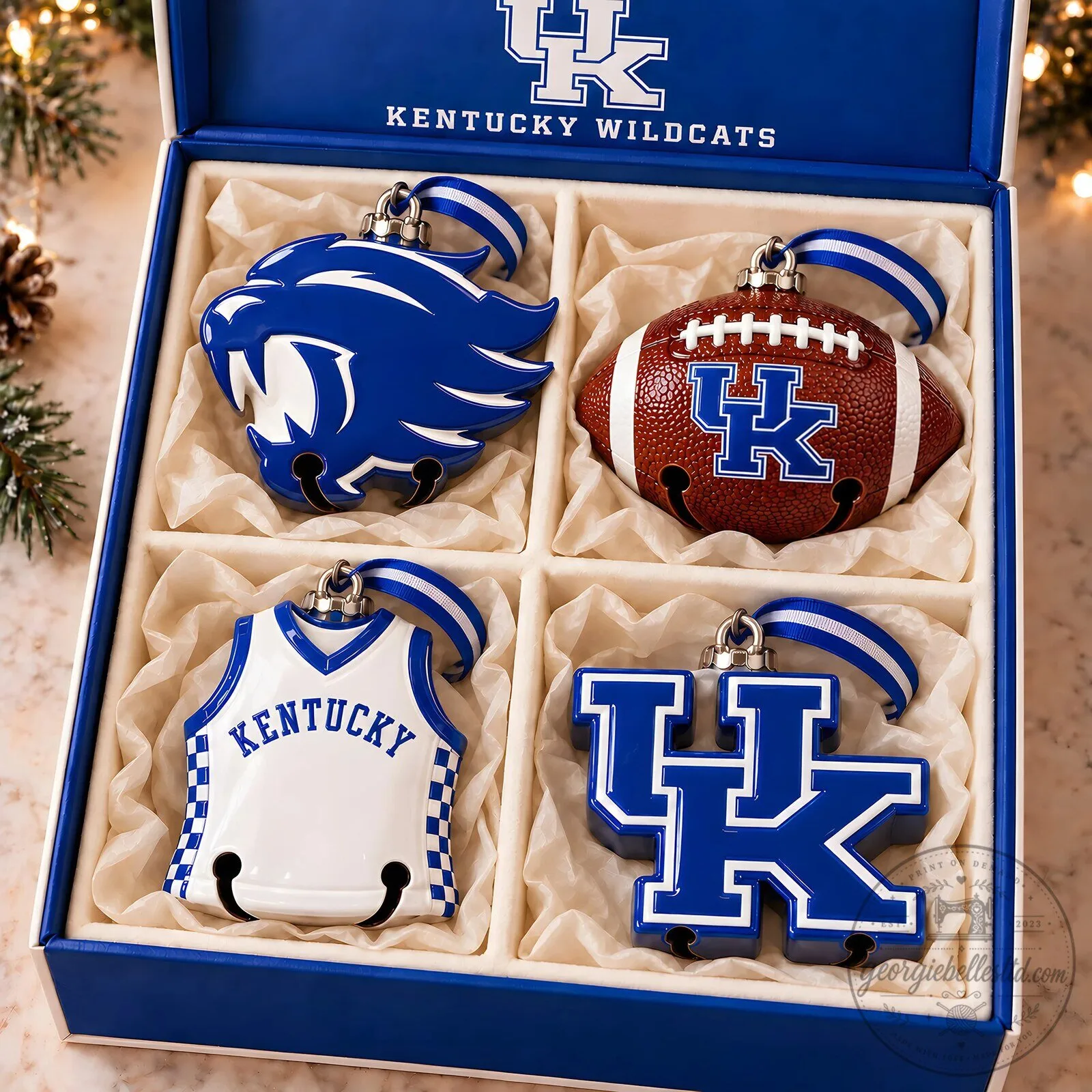 Kentucky Wildcats Christmas Bell Ornaments Set of Four