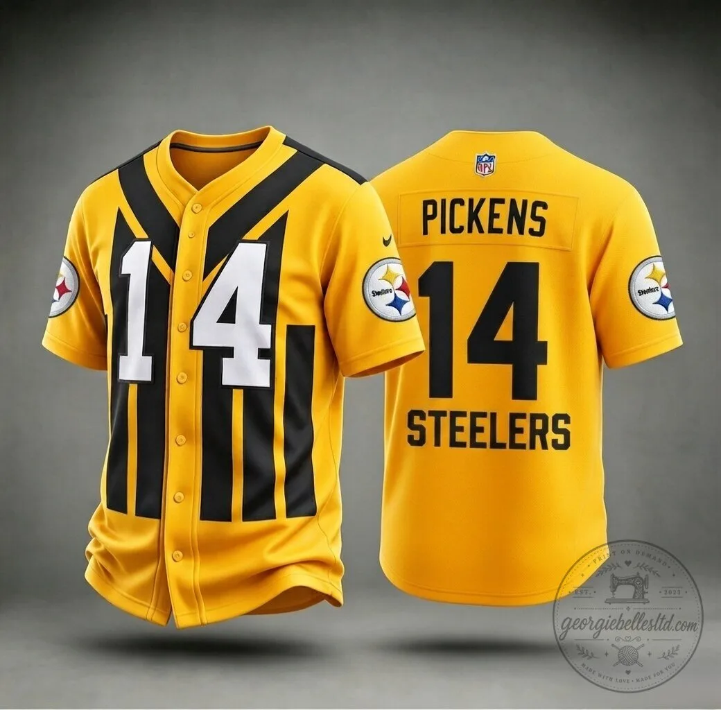 George Pickens Pittsburgh Steelers Number 14 Baseball Jersey 1 George Pickens Pittsburgh Steelers Number 14 Baseball Jersey