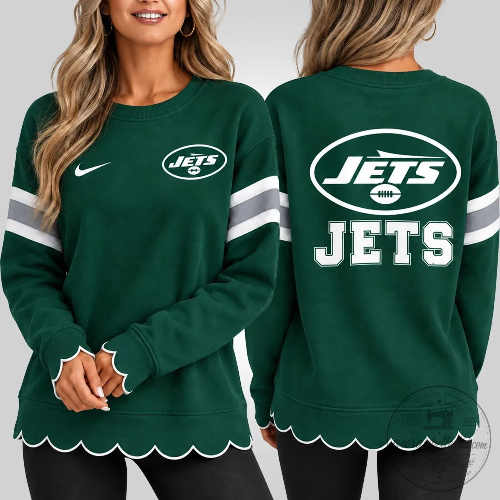 New York Jets Women’s Scalloped Hem Crewneck Sweatshirt