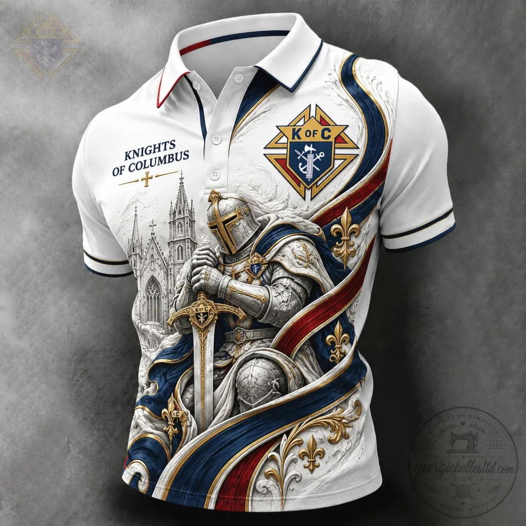Knights of Columbus Emblem and Knight Templar Polo Shirt Knights of Columbus Emblem and Knight Templar Polo Shirt