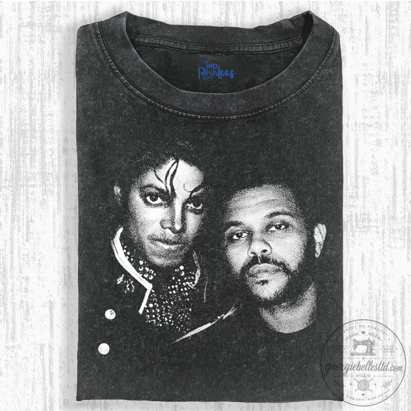Michael Jackson The Weeknd Vintage Washed Graphic T-Shirt