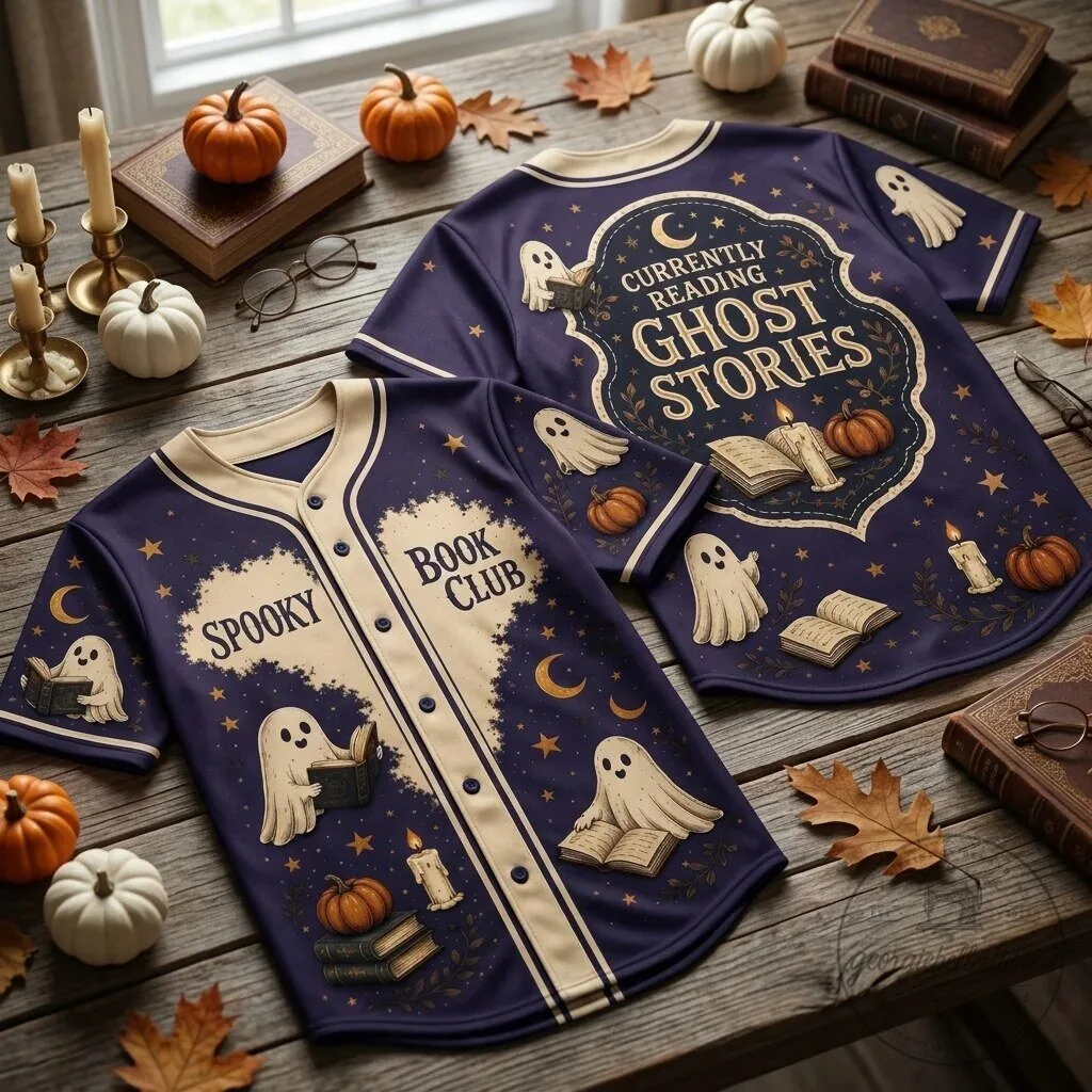 Spooky Book Club Ghost Stories Halloween Reading Baseball Jersey 1 Spooky Book Club Ghost Stories Halloween Reading Baseball Jersey