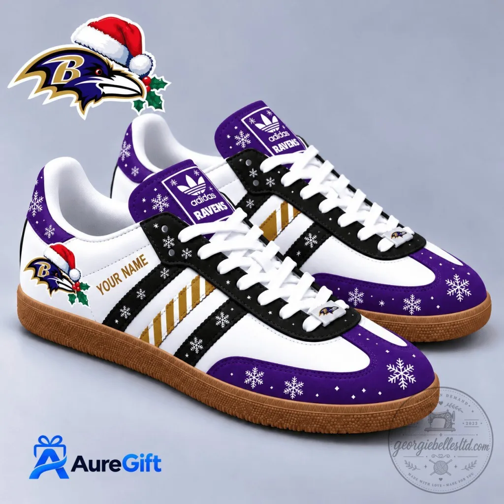 Baltimore Ravens Christmas Personalized Name Winter Snowflake Shoes Baltimore Ravens Christmas Personalized Name Winter Snowflake Shoes