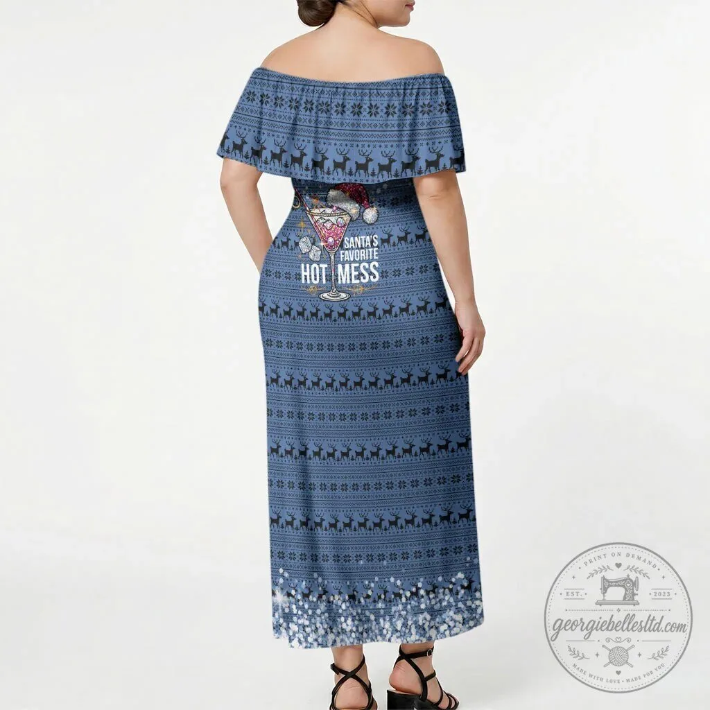Sleighing Being A Hot Mess Christmas Off Shoulder Maxi Dress 3 Sleighing Being A Hot Mess Christmas Off Shoulder Maxi Dress