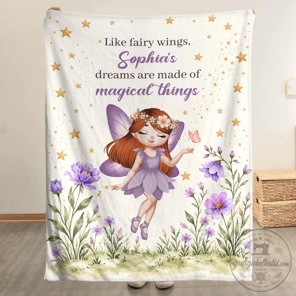 Personalized Fairy Wings Little Girl's Dreams Are Made of Magical Things Blanket Personalized Fairy Wings Little Girl's Dreams Are Made of Magical Things Blanket
