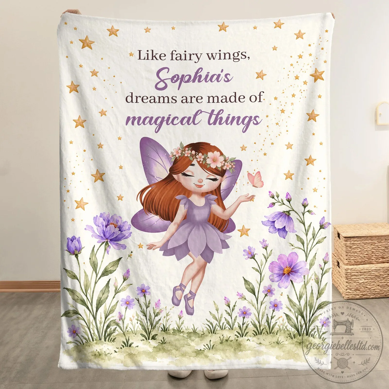 Personalized Fairy Wings Little Girl's Dreams Are Made of Magical Things Blanket